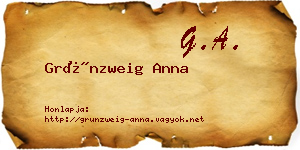 Grünzweig Anna névjegykártya